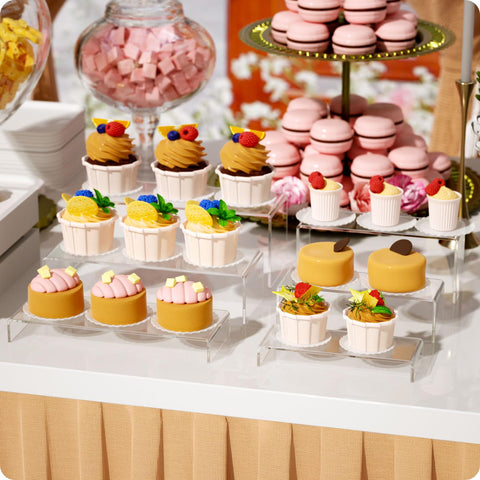 NIUBEE lifestyle photo of risers on a wedding dessert table showing visual impact benefit