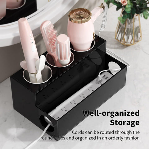 NIUBEE organizer holding hair dryer and straightener for quick-access benefit