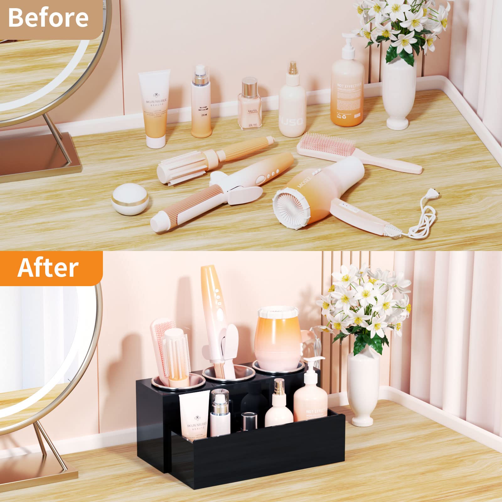 NIUBEE size comparison with common hair tools to show compact footprint
