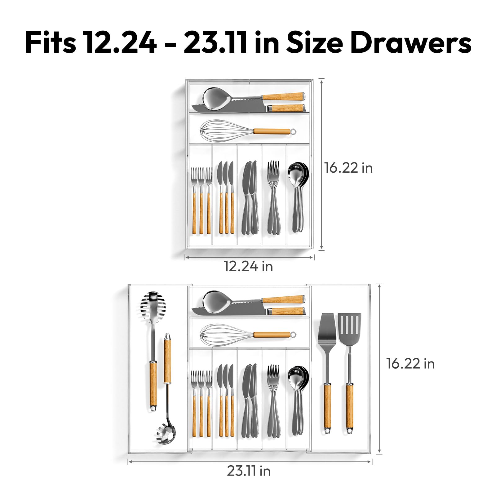 NIUBEE close-up of compartments showing durable acrylic and separated utensils