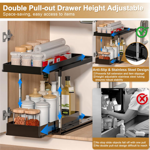 NIUXX installed in a kitchen under sink keeping cleaners organized and reachable