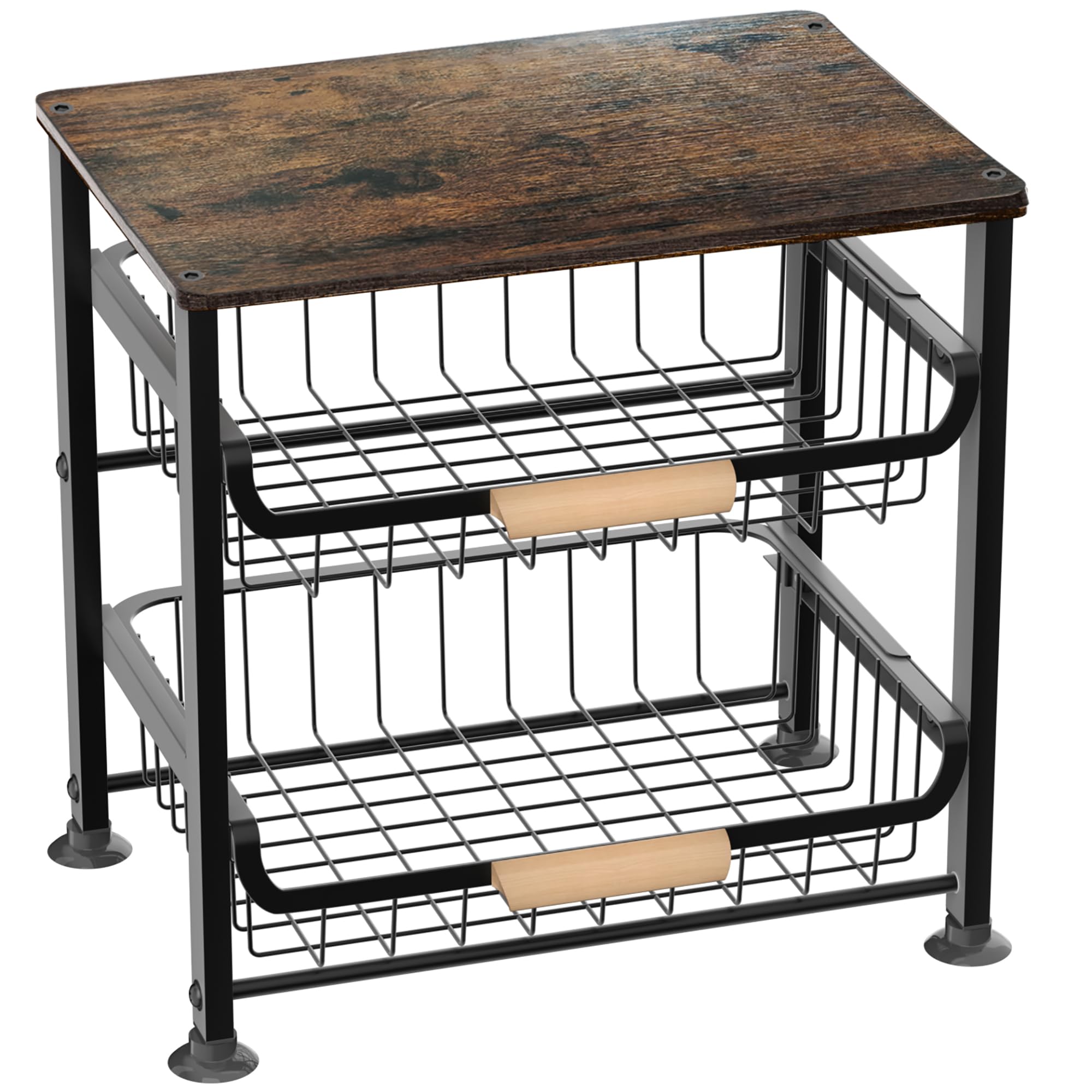 NiuYichee front view of 3-layer basket showing compact organization benefit