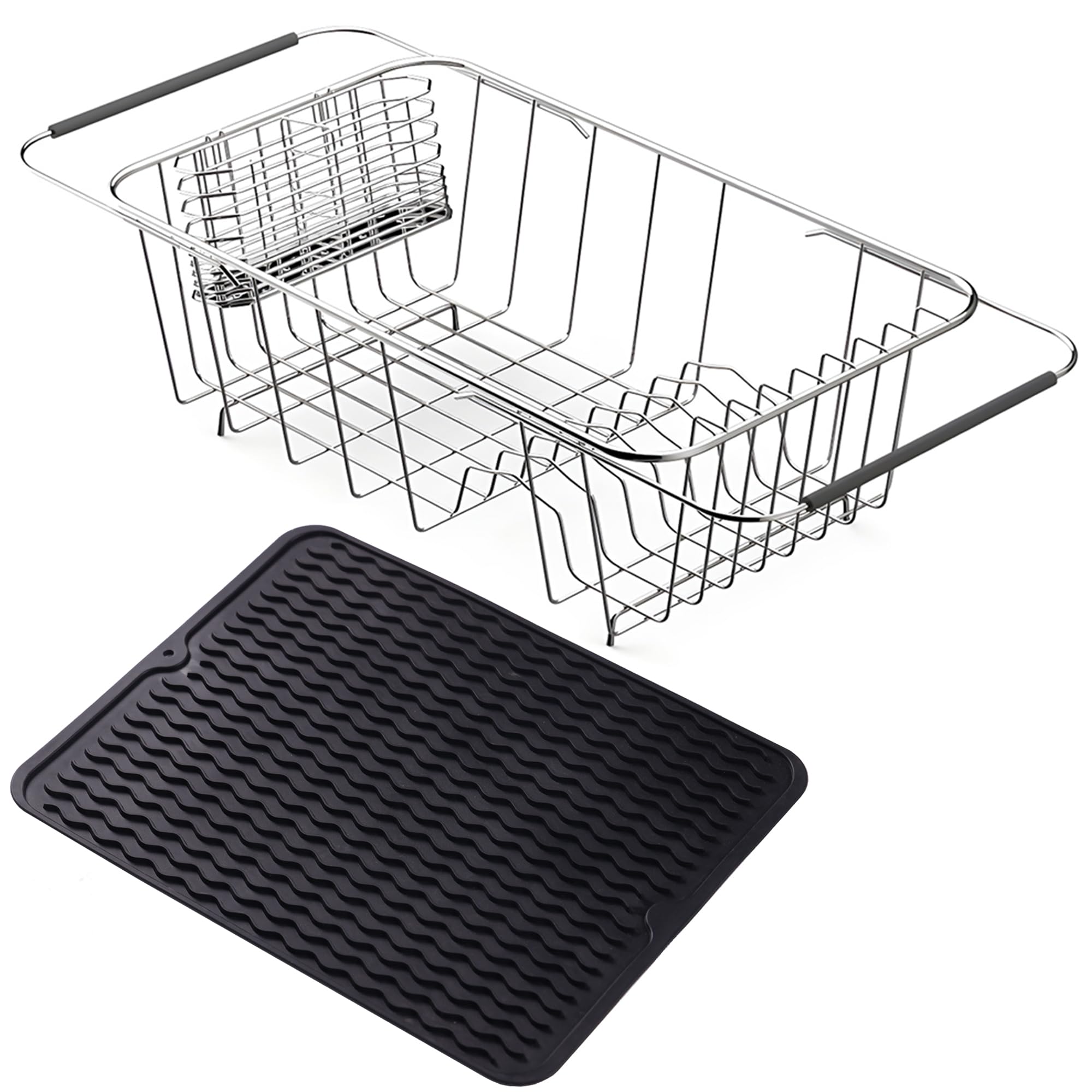 NiuYichee front view of rack over sink showing organized drying benefit