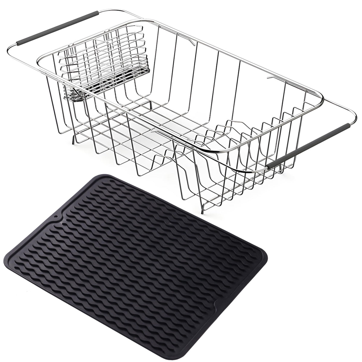NiuYichee front view of rack over sink showing organized drying benefit