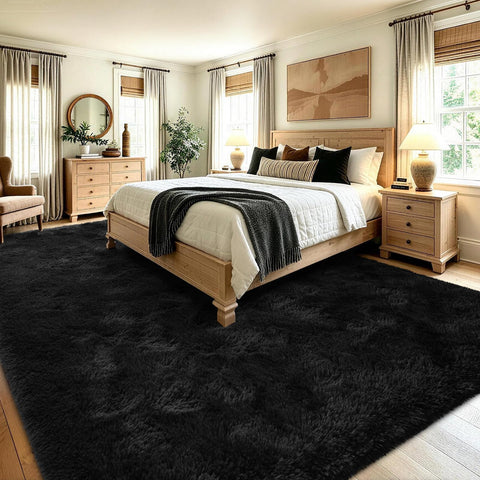 Noahas rug tucked under sofa demonstrating size and furniture anchoring benefit