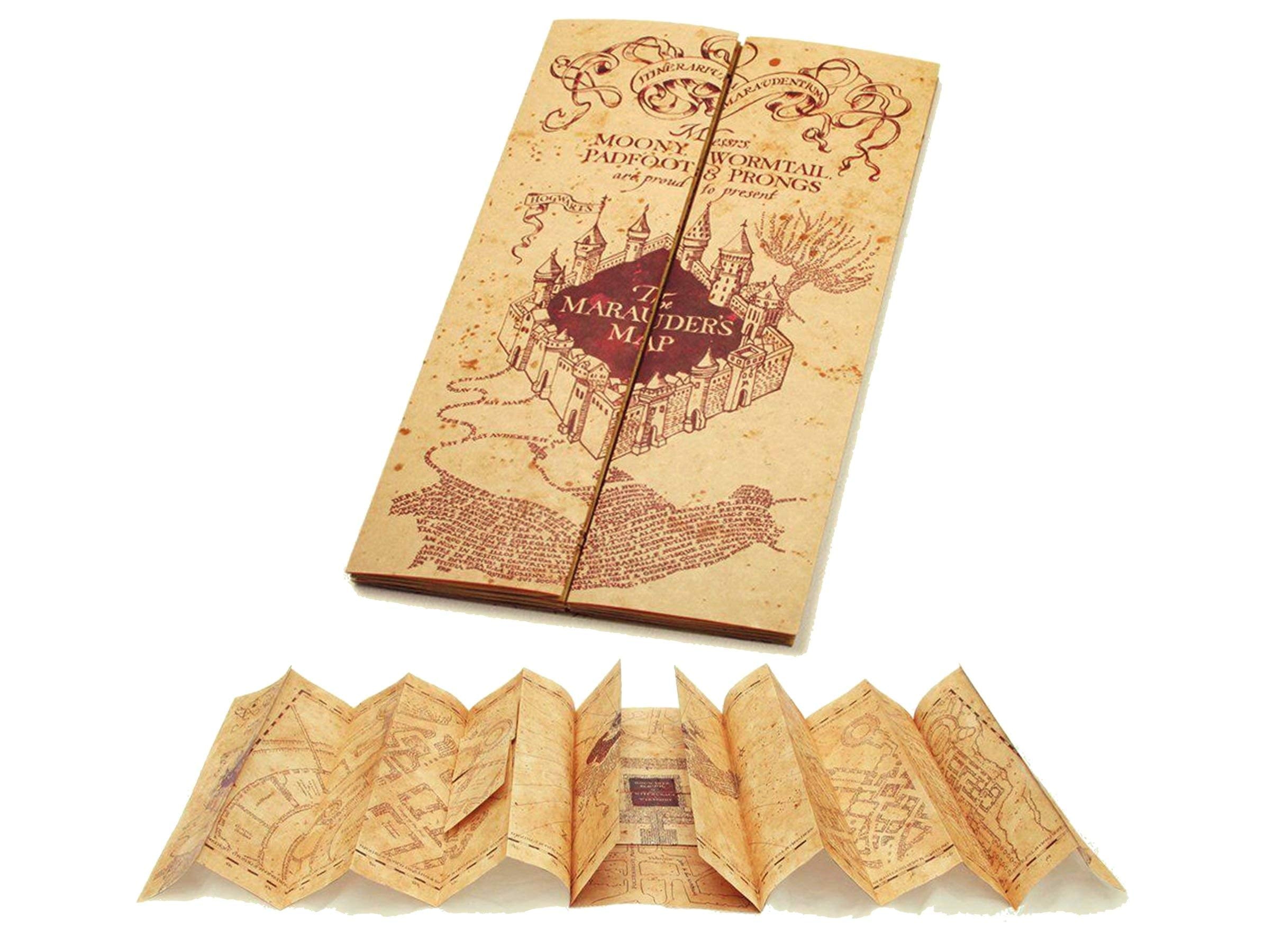 The Noble Collection Marauder's Map folded to compact size highlighting portability benefit