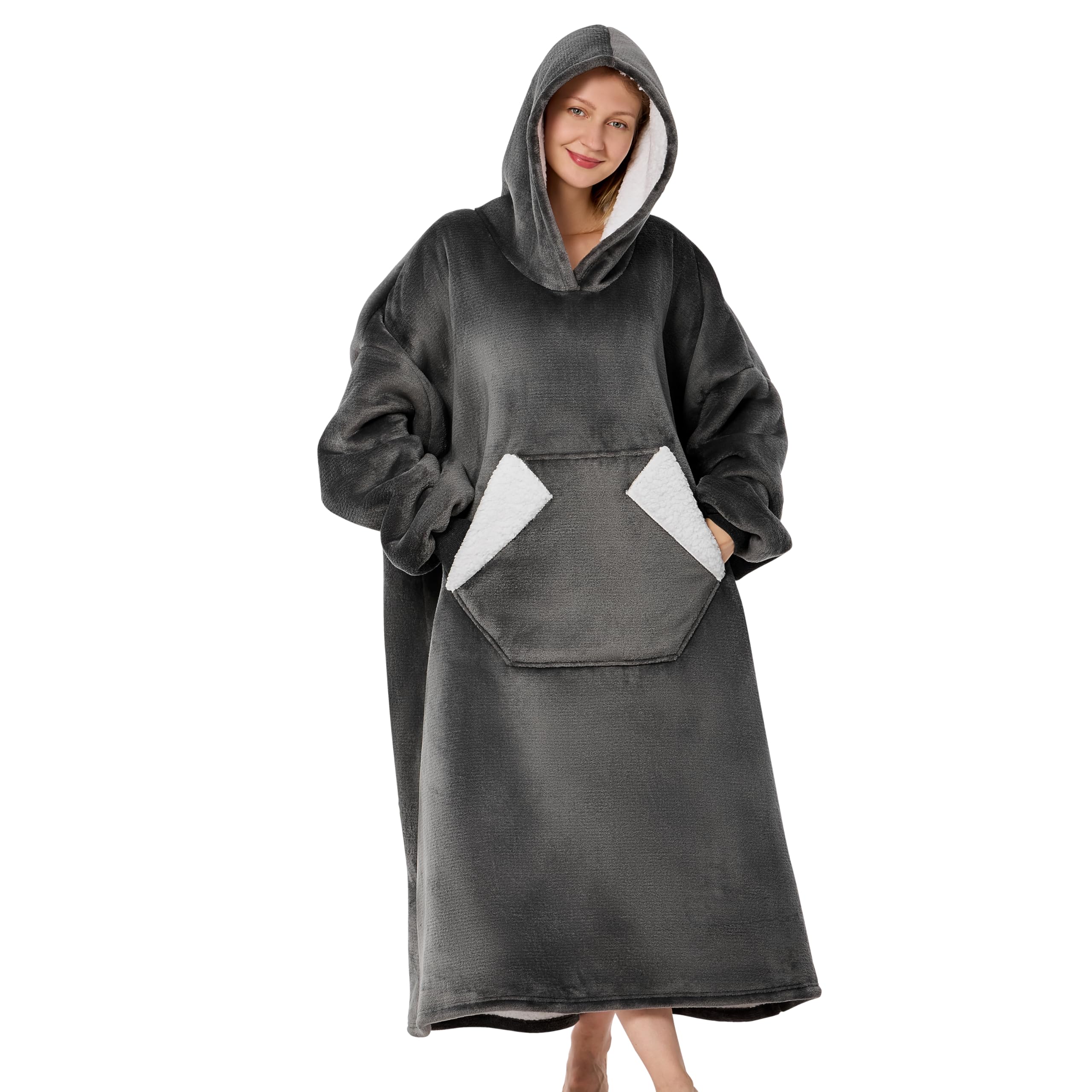 Nobleer front view of oversized hoodie blanket showing full coverage and comfort