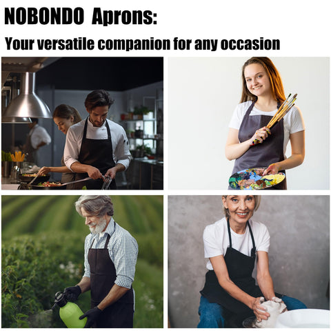 NOBONDO aprons worn by hosts at a backyard BBQ to present professional consistent appearance