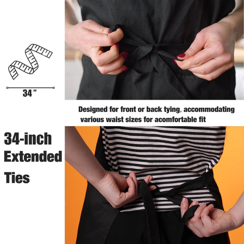 NOBONDO apron on unisex model demonstrating fit and full chest coverage benefit