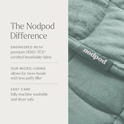 nodpod body label and stitching close-up showing quality construction benefit