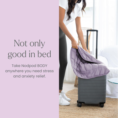 nodpod Body folded with packaging flatlay, signaling neat storage and gifting