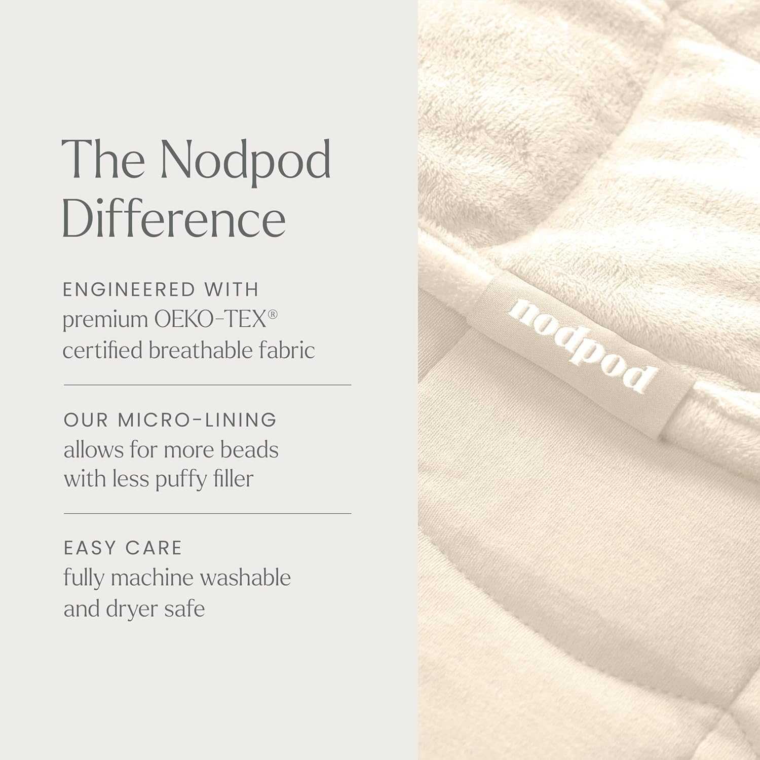 nodpod across torso in bed illustrating targeted grounding pressure for rest