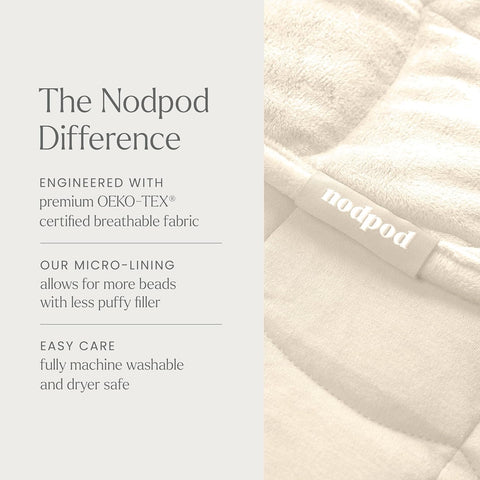 nodpod across torso in bed illustrating targeted grounding pressure for rest