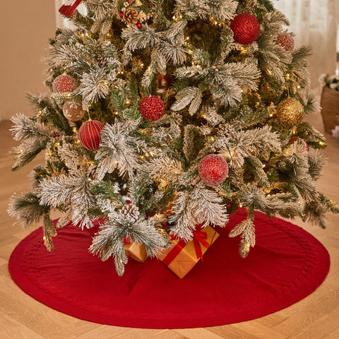 Noiclub skirt in living room setting adding classic holiday warmth and style
