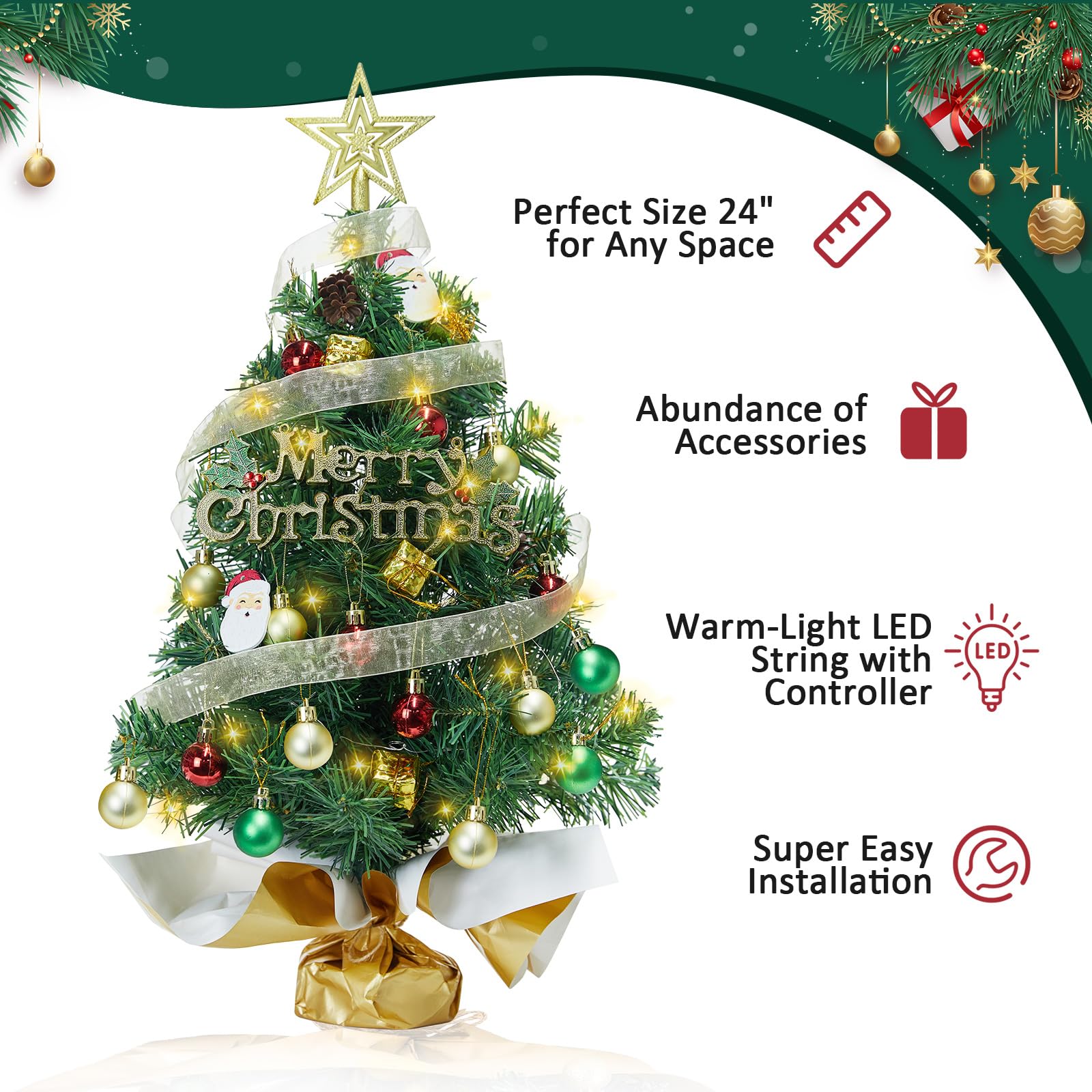 Noiclub tree lit at night with warm LEDs providing soft ambient glow