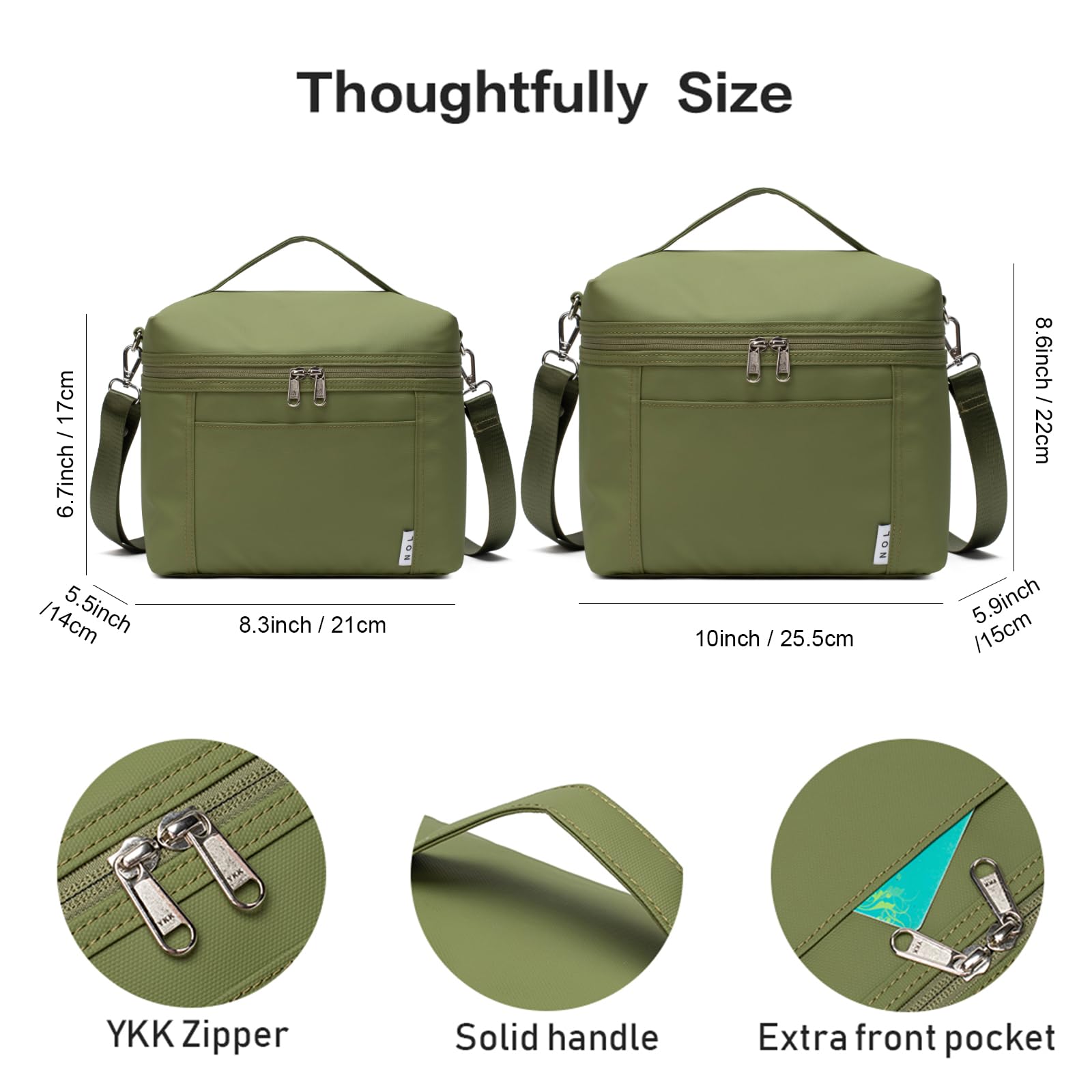 NOL detachable shoulder strap detail demonstrating hands-free carry convenience