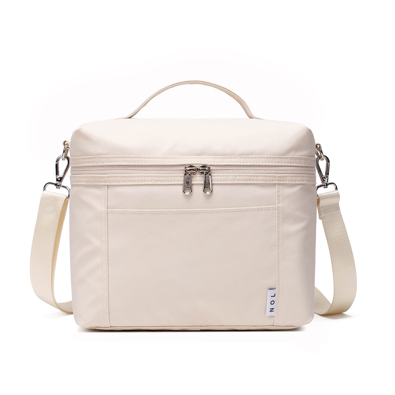 NOL cream front view of lunch bag showing sleek modern look and portability