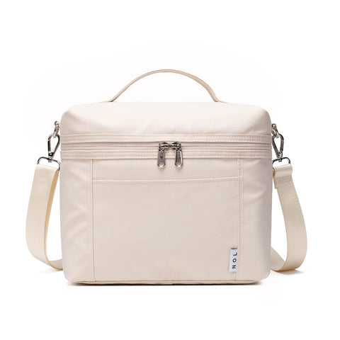NOL cream front view of lunch bag showing sleek modern look and portability