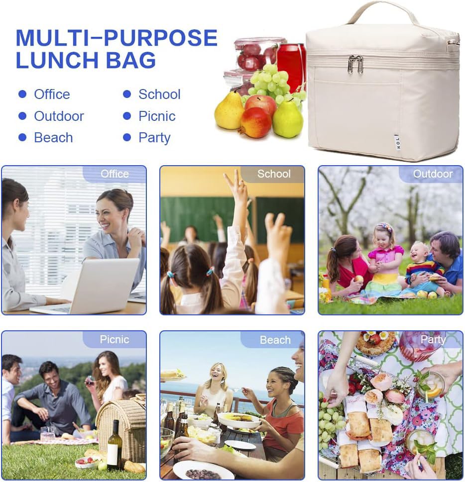 NOL cream lunch bag on office desk demonstrating everyday professional use