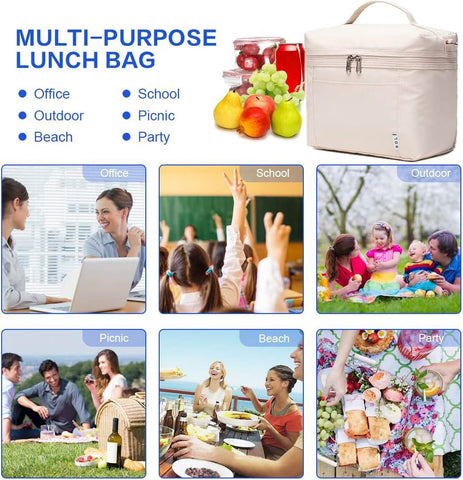 NOL cream lunch bag on office desk demonstrating everyday professional use