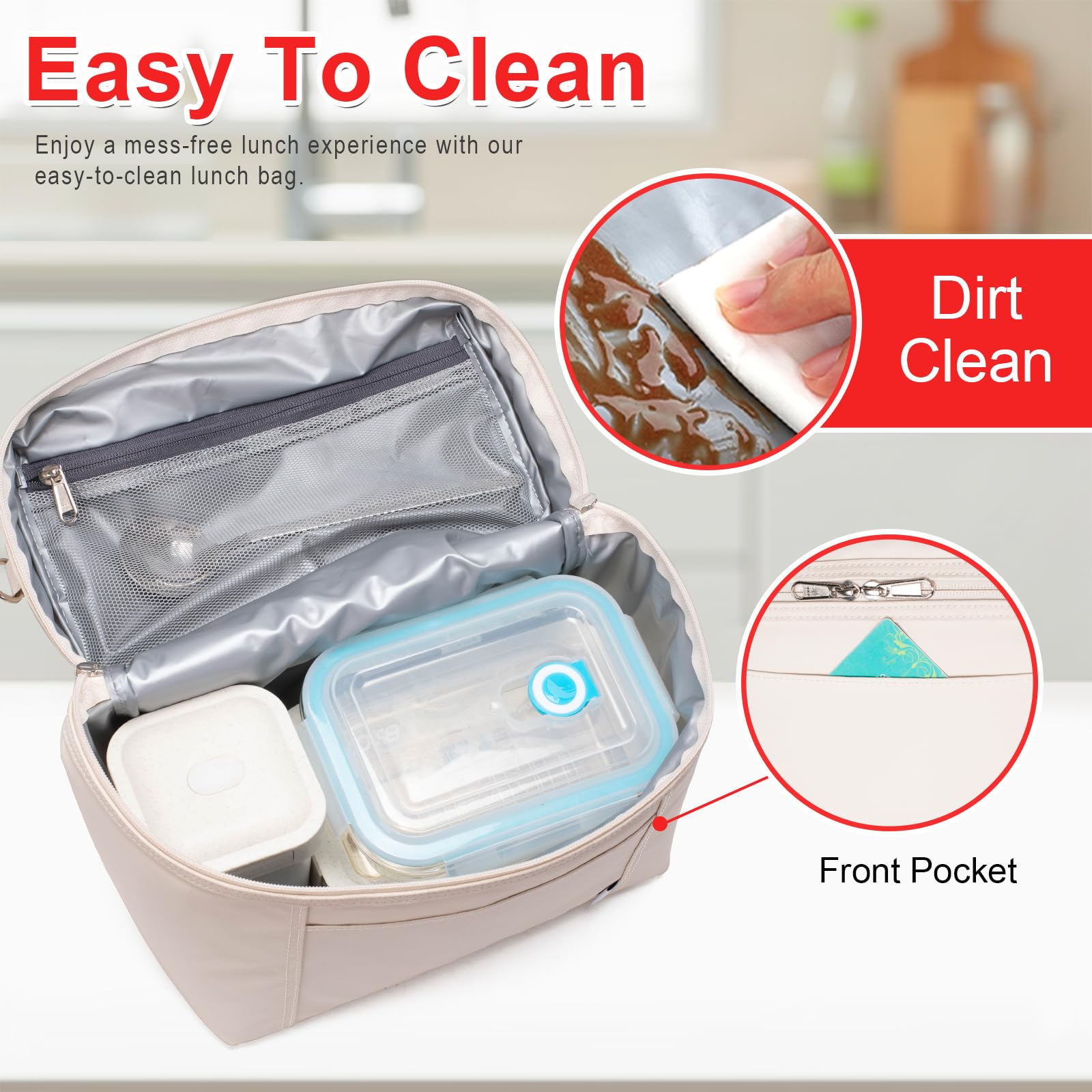 NOL cream open insulated interior displaying roomy PEVA-lined compartment