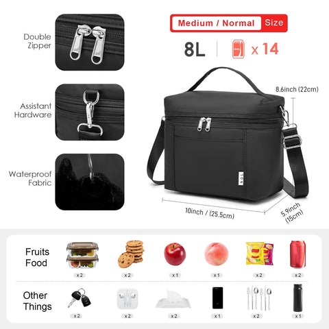 NOL lunch bag interior open showing roomy compartment and mesh pocket