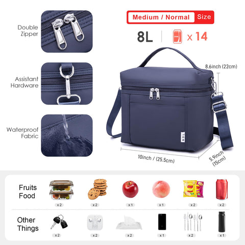 NOL open main compartment with double YKK zippers and packed lunch inside for convenience