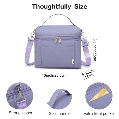 NOL lunch bag side profile with adjustable strap for comfortable cross-body wear