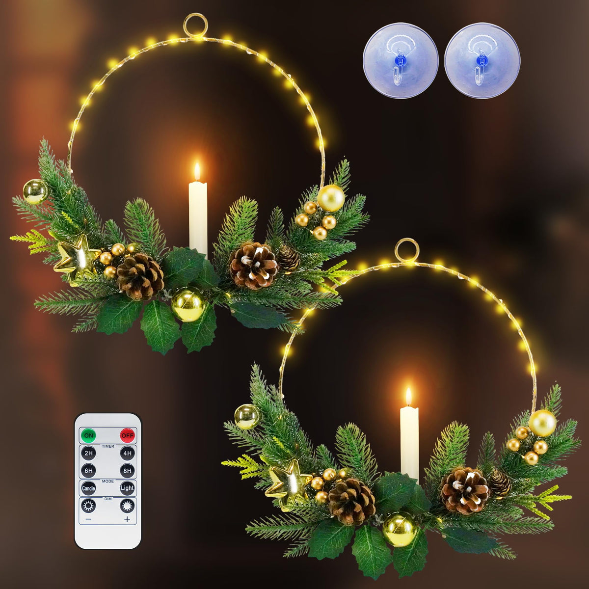 NOMFIX front door wreath with gold accents brightens entryway