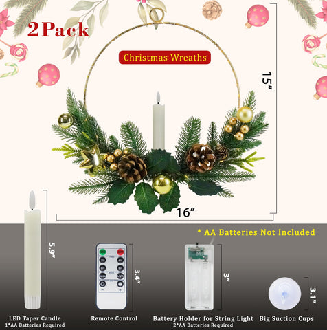NOMFIX wreath on a door shows 16 inch size and scale