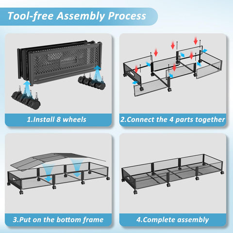 Nonkky assembly detail with pins demonstrating easy tool-free setup