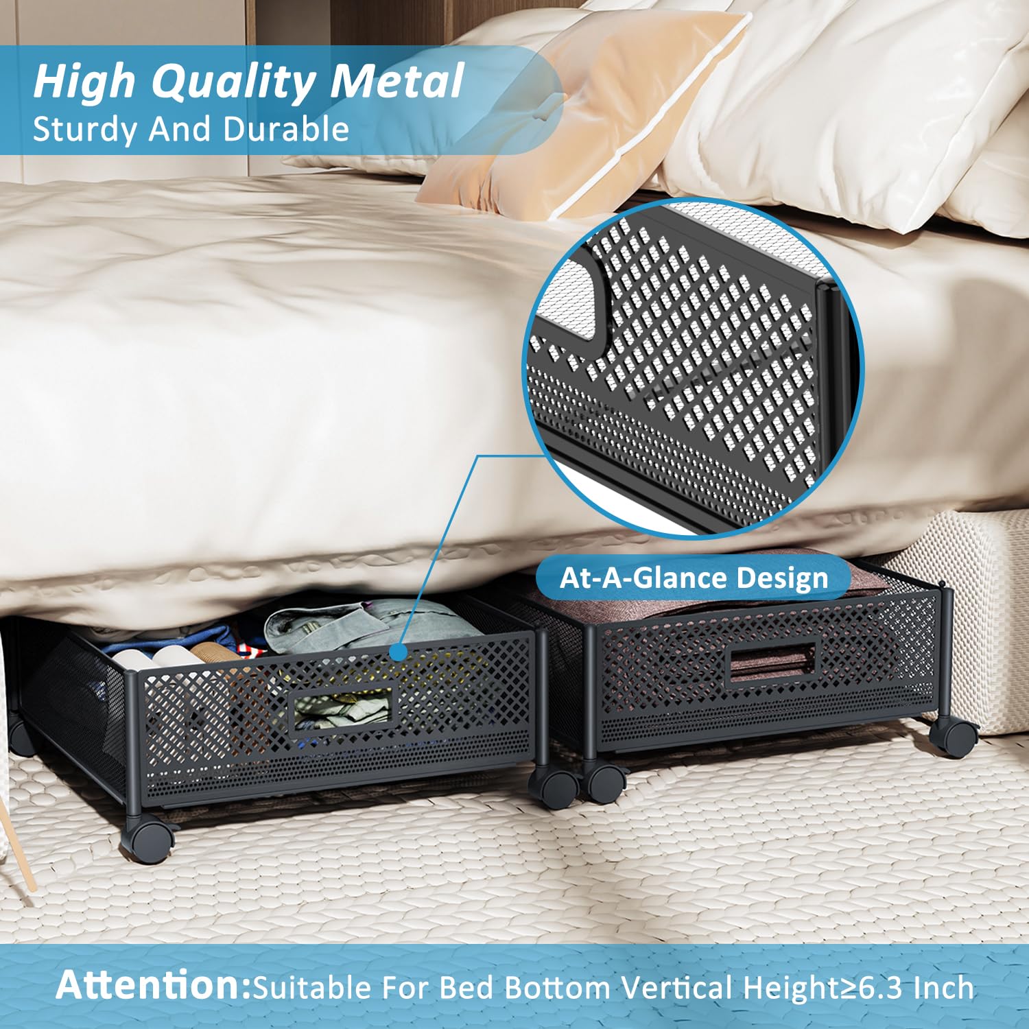 Nonkky placed under a bed to show low-profile access and space-saving benefit