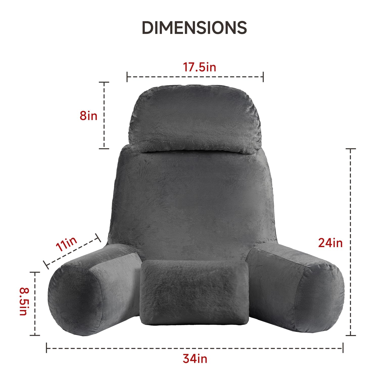 NOONTIDE pillow beside a chair illustrating 34 by 32 inch size and scale