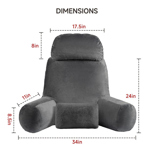 NOONTIDE pillow beside a chair illustrating 34 by 32 inch size and scale