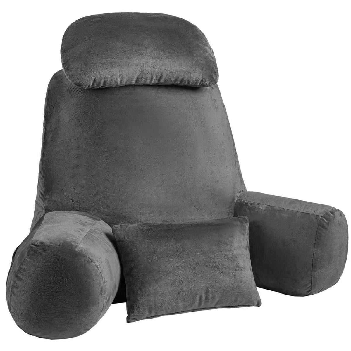 NOONTIDE front view of dark grey XL back pillow shows wide support and comfort