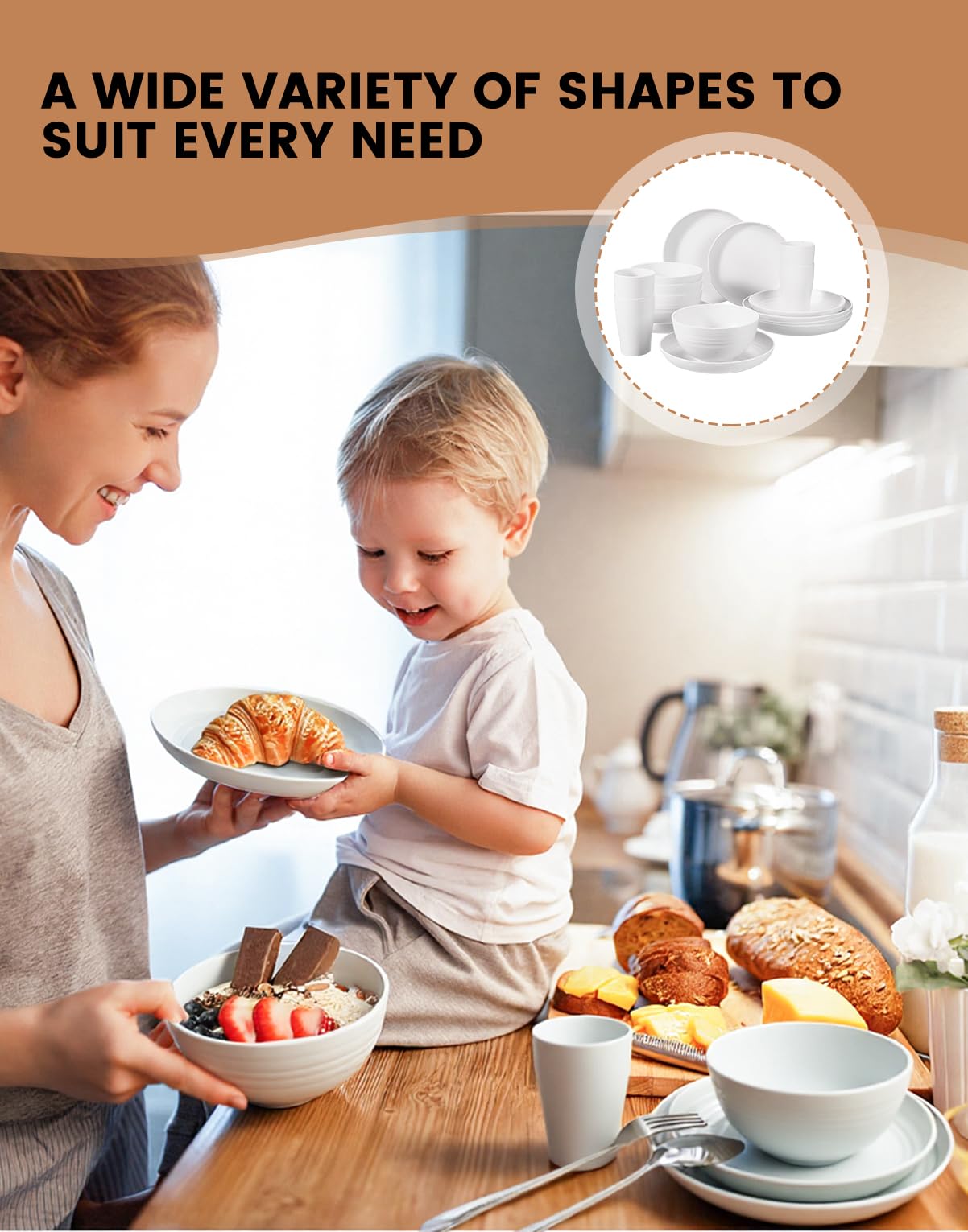 NoorooCare cup and bowl in use with food, easy to microwave and serve