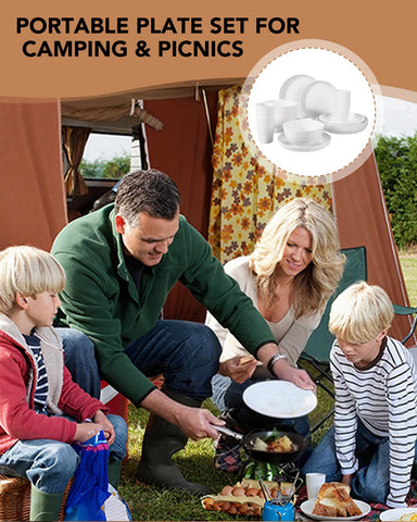 NoorooCare stacked plates and bowls illustrating compact storage and portability