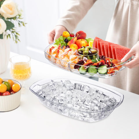 Norar serving in use at backyard picnic keeping salads and fruit chilled