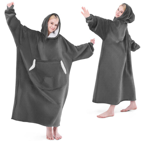 NORD ECO front view dark grey hoodie blanket showing full coverage and comfort