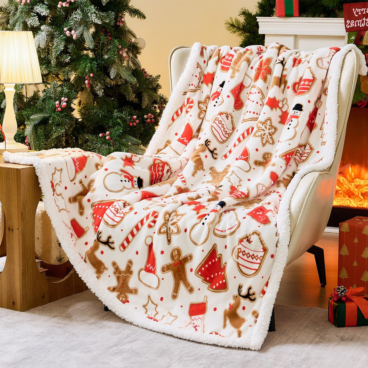 NORD ECO front view showing gingerbread festive print and cozy look