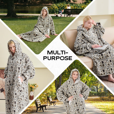 NORD ECO person wearing hoodie blanket on couch for relaxed indoor comfort