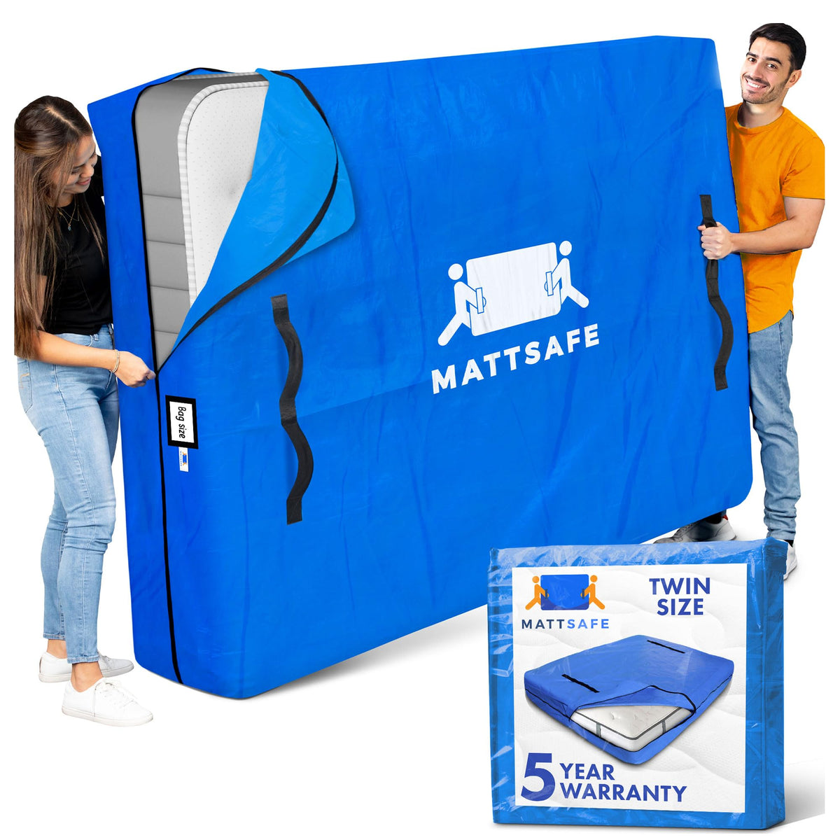 nordic elk front view of twin mattress bag showing full coverage and protection