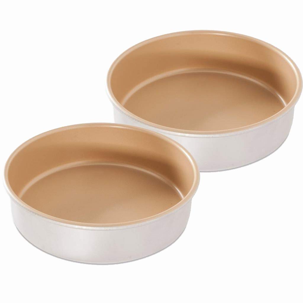 Nordic Ware front view of two 9-inch round pans showing durable finish and even edges
