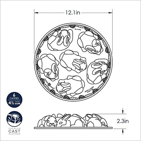 nordic ware tray of baked bunny cakelets displayed for serving and easy release benefit
