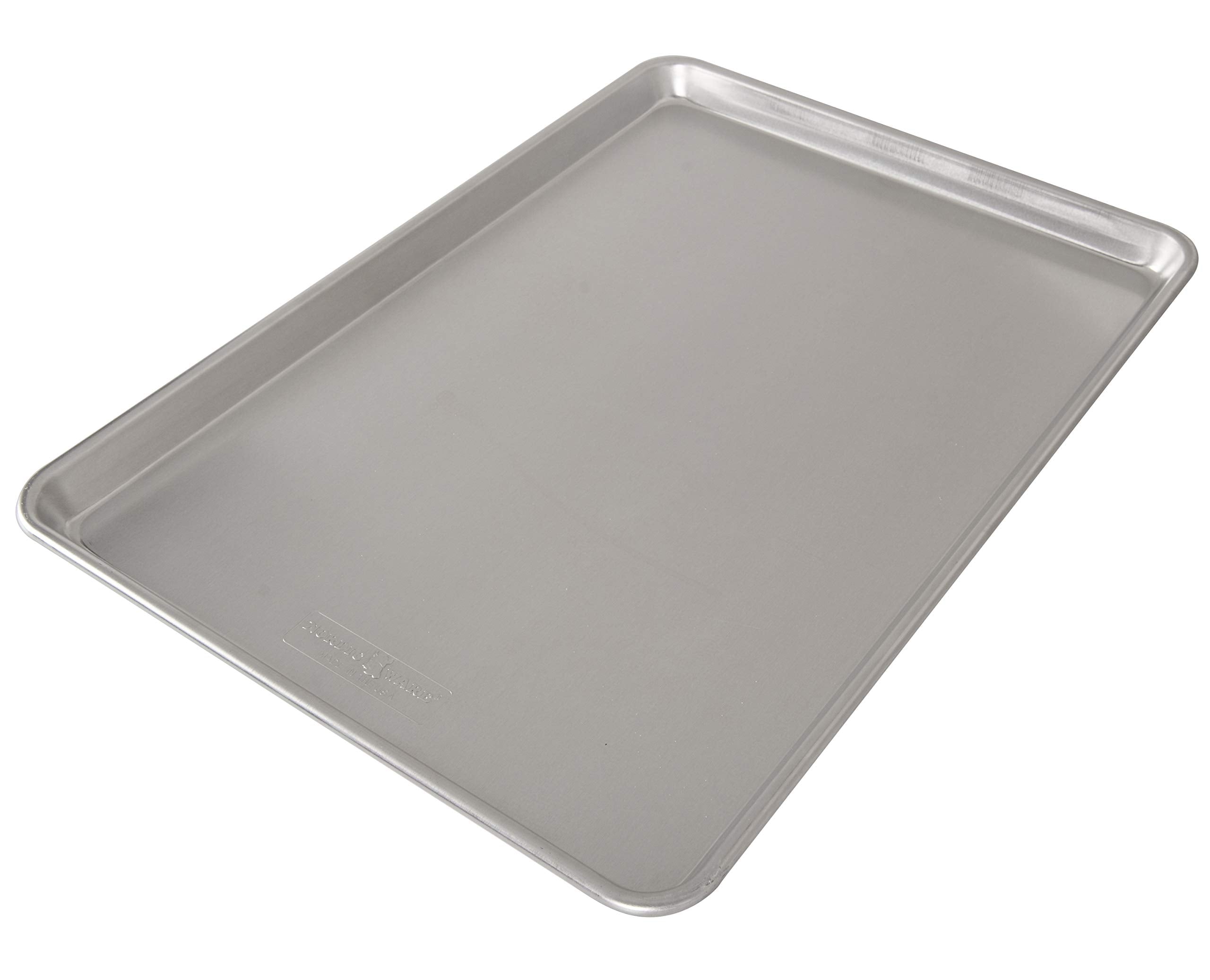 Nordic Ware close-up of aluminum baking surface showing even-heating texture and browning benefit