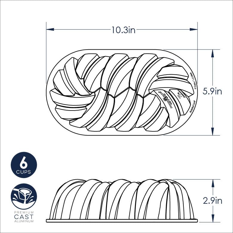 Nordic Ware braided loaf pan staged in kitchen showing attractive serving benefit