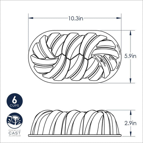 Nordic Ware braided loaf pan staged in kitchen showing attractive serving benefit
