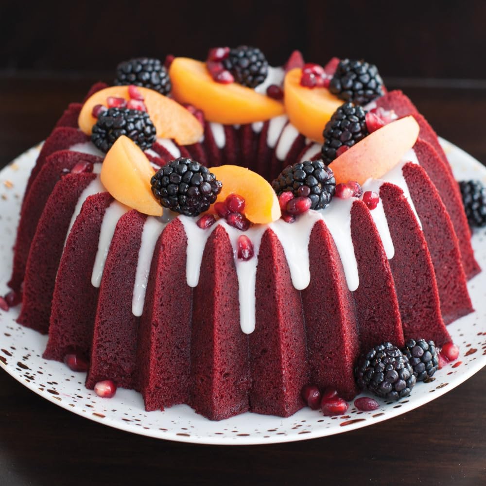 Nordic Ware finished cake served on table highlighting presentation-ready results and serving ease