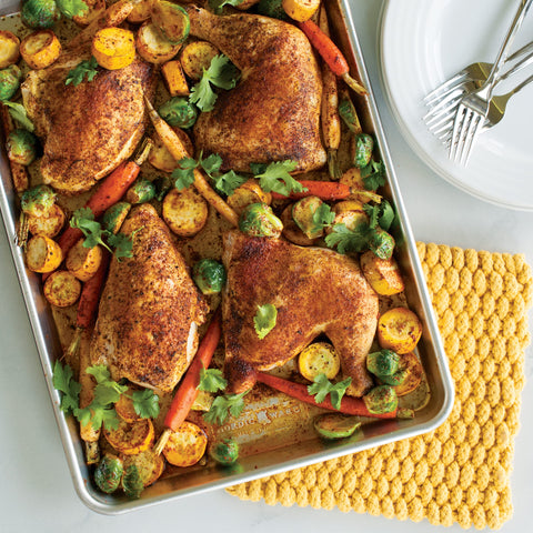 Nordic Ware pan under broiler demonstrating broiler-safe uncoated aluminum performance