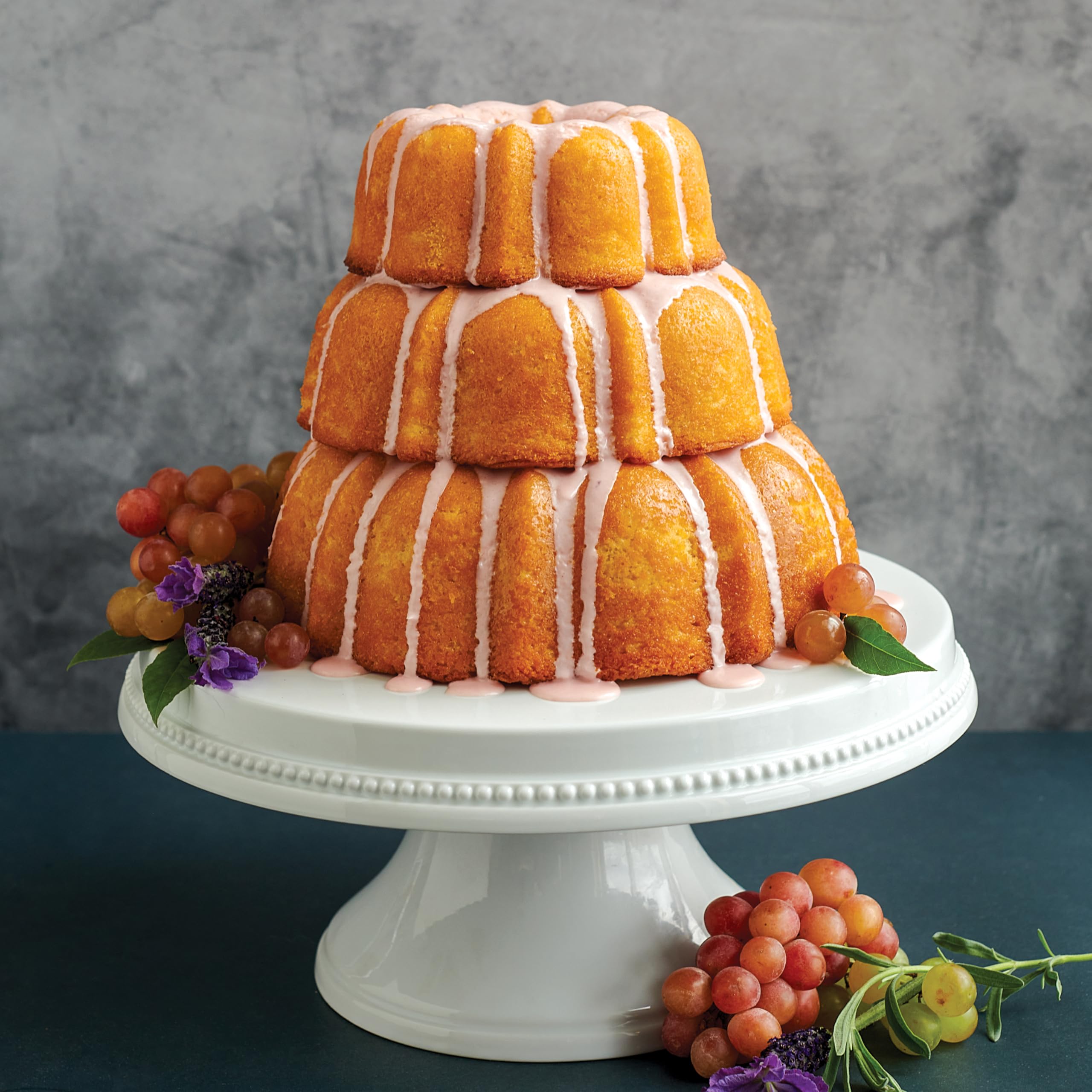 Nordic Ware 12-cup Bundt pan out of oven with cake removed showcasing even bake and clean release